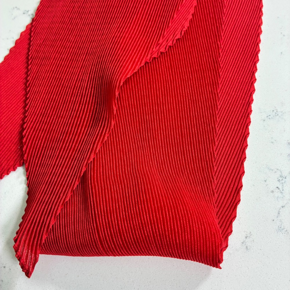 Scarf Pleated Skinny Neck Tie Micro Pleat Accessory Hair Bold Chic Pop of Color